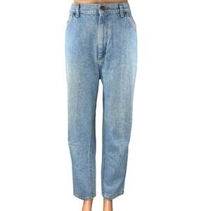Lee Women's Blue Light Wash Baggy High Rise Straight Denim Jeans Size 16 Petite
